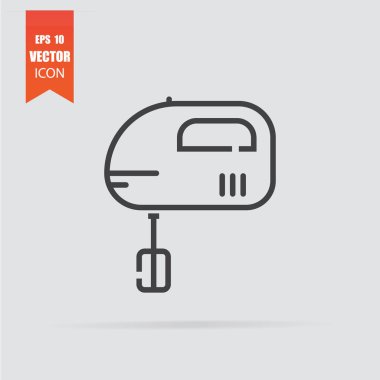 Düz tarzda mutfak karıştırıcı simgesi gri arka planda izole.