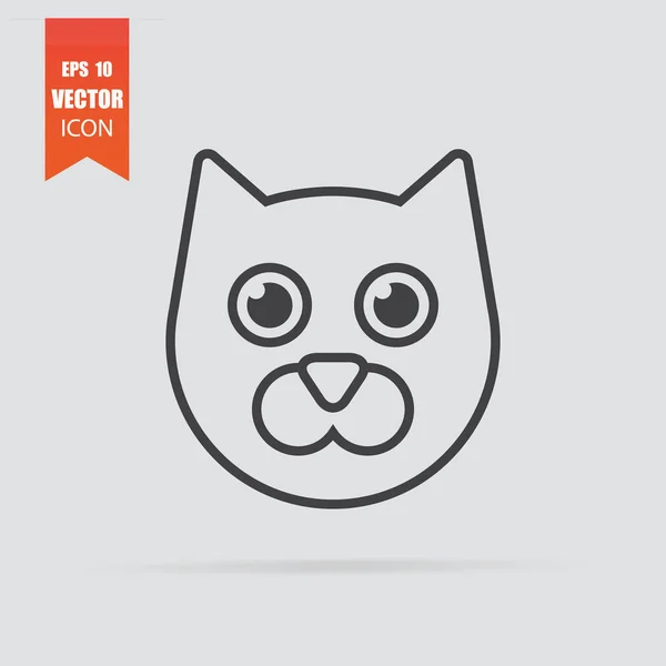 Ikona kočky v plochém stylu izolovaná na šedém pozadí. — Stockový vektor