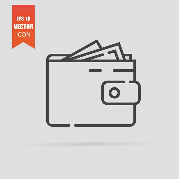 Wallet icon in flat style isolated on grey background. — Stock Vector