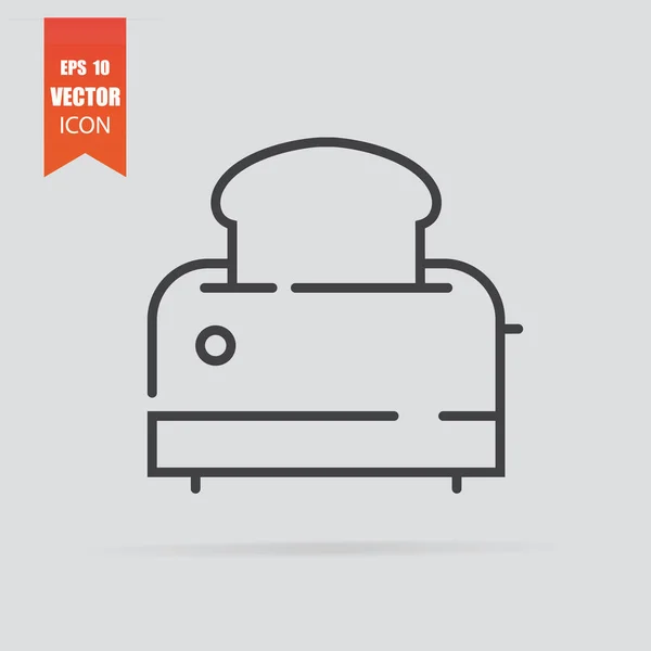 Brödrost-ikonen i platt stil isolerad på grå bakgrund. — Stock vektor