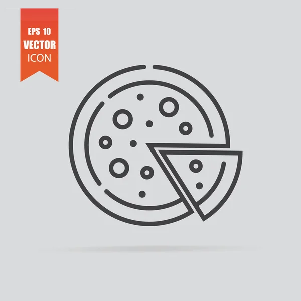Pizza ikon i platt stil isolerad på grå bakgrund. — Stock vektor