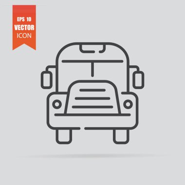 Düz stil gri arka plan üzerinde izole simgesinde otobüs.