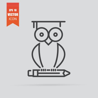 Owl icon in flat style isolated on grey background. clipart