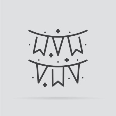 Gri arka planda yalıtılmış düz tarzda kağıt çelenk simgesi.