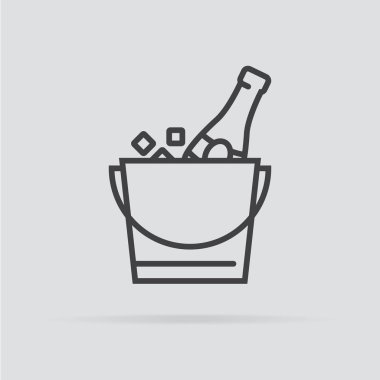 Düz tarzda izole bir buz kovası simgesi şampanya şişesi