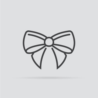 Gri arka planda yalıtılmış düz stilde bow simgesi.