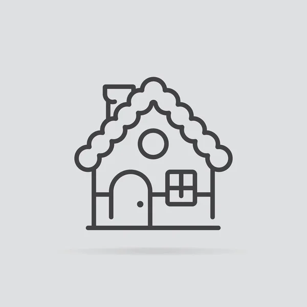 Pepparkakshus ikon i platt stil isolerad på grå bakgrund — Stock vektor