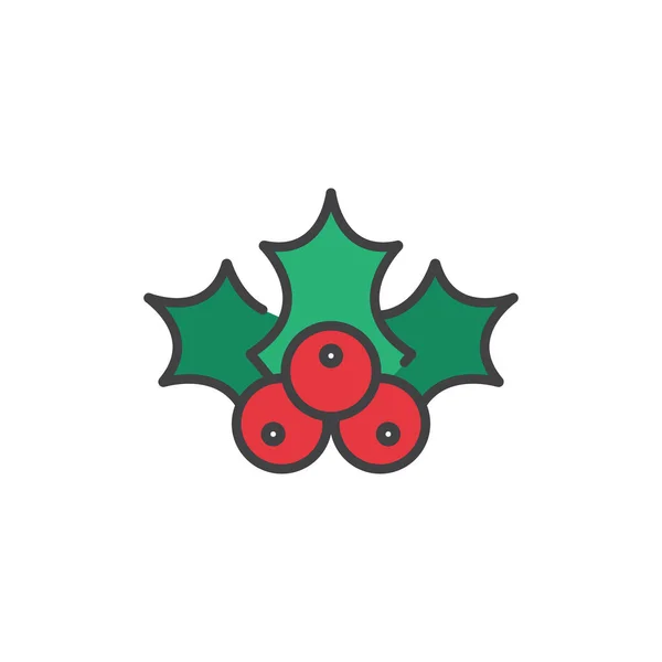 Christmas Holly Berry ikon i platt stil isolerad på vit att — Stock vektor