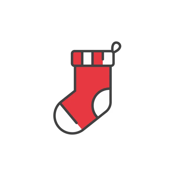 Julstrumpa ikon i platt stil isolerad på vita bakgrun — Stock vektor