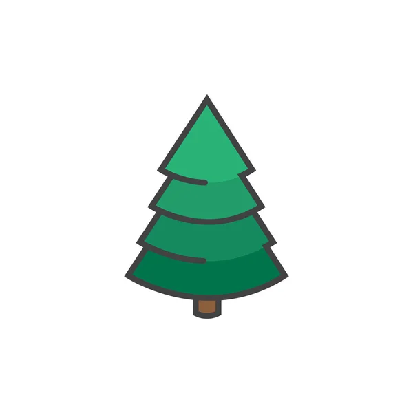 Χριστουγεννιάτικο δέντρο εικονίδιο σε επίπεδο στυλ απομονωμένο σε λευκό φόντο. — Διανυσματικό Αρχείο