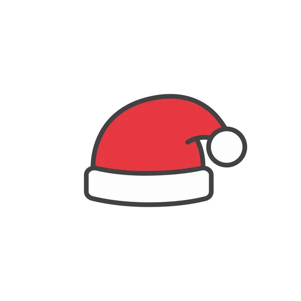 Santa Claus ikona kapelusz w płaski styl na białym tle. — Wektor stockowy