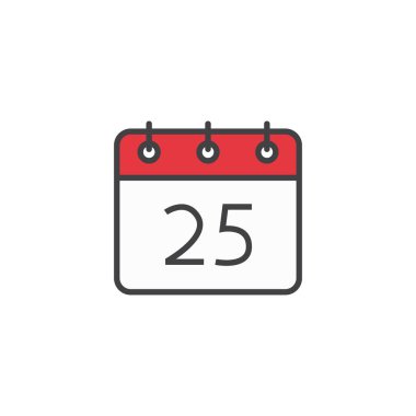 Düz tarzda Noel takvimi simgesi beyaz backgrou izole