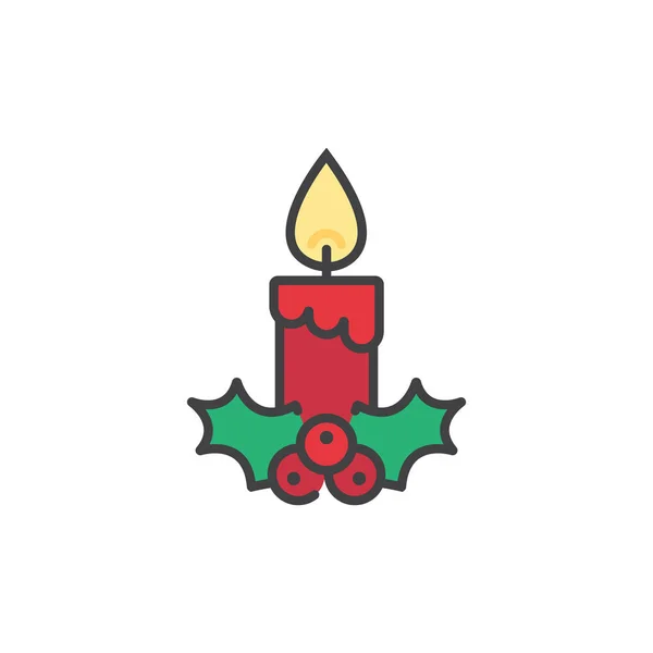 Karácsonyi gyertya ikon lapos stílusban izolált fehér háttér — Stock Vector