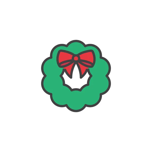 Weihnachtskranz-Ikone im flachen Stil isoliert auf weißem Hintergrund — Stockvektor