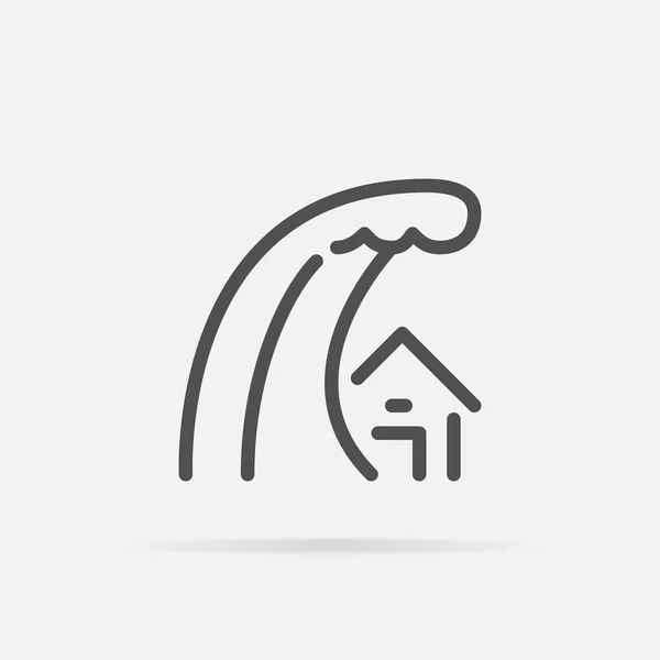 Tsunami icono en estilo de línea . — Vector de stock