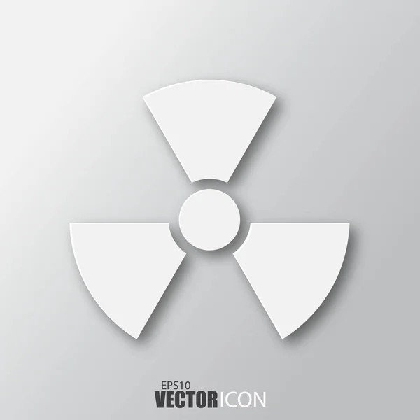 Radiation icon in white style with shadow isolated on grey backg — 스톡 벡터