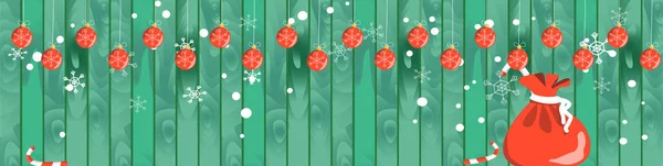 ahşap arka plan Christmas banner, yeni yıl tasarım Noel çelenk ile. illüstrasyon, .