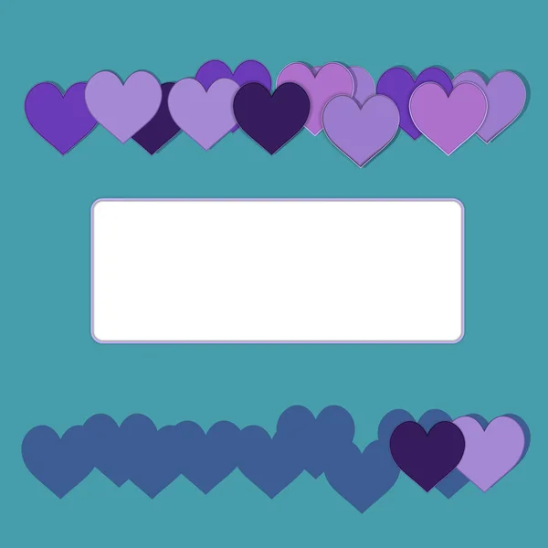Banner Modelo Com Corações Violetas Para Mídia Impressão Flare Verde — Fotografia de Stock