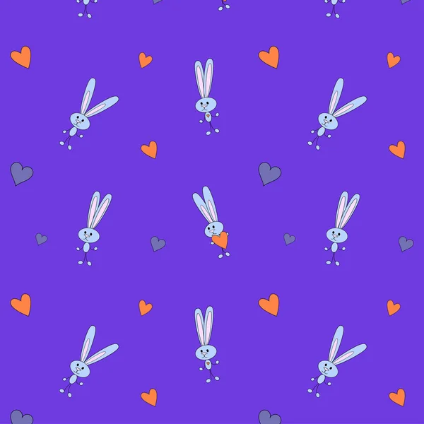 Grey bunny pattern at pink background. For print wallpapers. Bright rabbit with heart texture for baby print, kid wrapping, digital paper and fabric patterns. illustration — Stock Photo, Image
