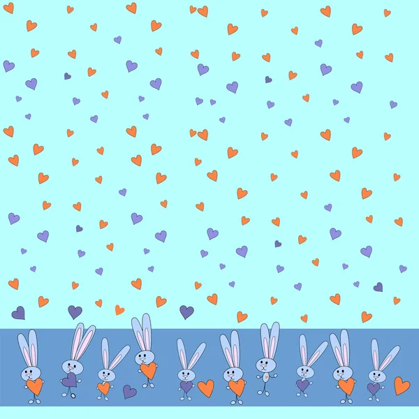 Grey bunny pattern at pink background. For print wallpapers. Bright rabbit with heart texture for baby print, kid wrapping, digital paper and fabric patterns. illustration