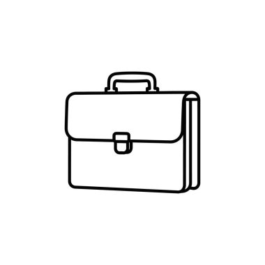 Klasik bir evrak çantasının net, siyah bir tasviri, üst kulplu, tokalı bir ön kapağı ve iş kullanımına hazır yapılandırılmış bir şekli var..