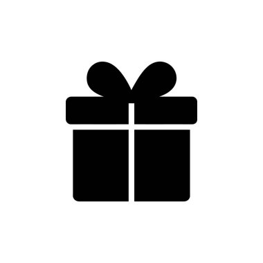 Minimalist siyah bir hediye kutusu. Kurdele ve fiyonkla bağlanmış. Hediyeleri, kutlamaları ve özel durumları simgeliyor. Bu grafik beyaz arkaplanda izole edilmiş, dijital ve prin için mükemmel.