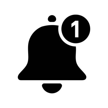 Üzerinde ve sağında '1' sayısı bulunan küçük bir çemberin siyah bir silueti, tek bir uyarı ya da uyarı göstermektedir. Bu simge genellikle dijital inter 'de kullanılır