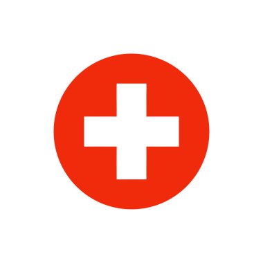 Canlı kırmızı bir daire merkezinde koyu beyaz artı işareti içerir. Bu grafik ögesi, genellikle pozitif eylemler eklemek veya göstermek için kullanılır, beyaz bir arkaplanda izole edilir.