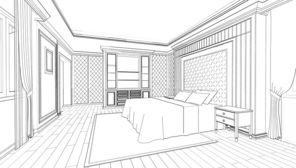 Projektowanie wnętrz: sypialnia — Zdjęcie stockowe