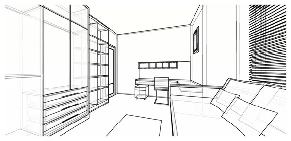 Diseño interior: dormitorio Fotos De Stock Sin Royalties Gratis