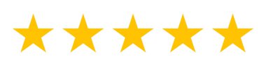 Gold Stars rating icon set, five star rating, Vector illustration.