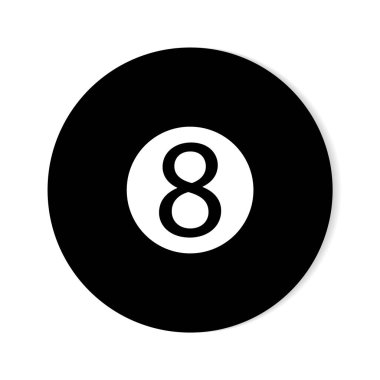 billiard ball icon, sports icon, Black billiard ball icon featuring the number 8 in bold, white font at the center.
