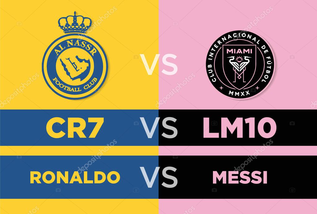 Riyadh Season Cup. Football match between Al Nassr vs Inter Miami, Ronaldo vs Messi, CR7 VS LM10, Indonesia 12 January 2024.