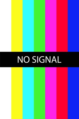 Sinyal Duvar Kağıdı yok, renkli bir test kalıbının yer aldığı eski bir TV ekranında canlı bir hata mesajı. Düz biçim vektör illüstrasyonu.