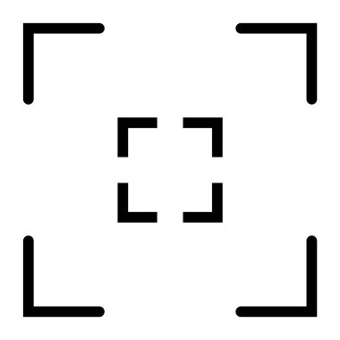 Kamera Görüntü Bulucularının Doğrusal Vektör Simgeleri. Otomatik Odaklanma İzole Koleksiyonu Beyaz Arkaplanda Resim Çizgisi.