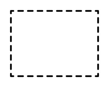 Kesik çizgi kare çerçevesi. beyaz arkaplanda izole.