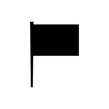 black and white Toothpick flag icon, A solid black flag icon on a white background, representing a simple and bold design. 