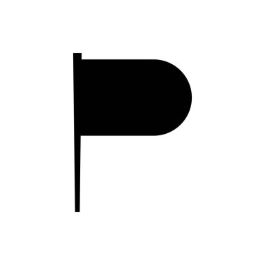 black and white Toothpick flag icon, A bold, black, minimalist  icon of the letter P displayed on a white background. 