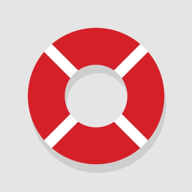 düz dizayn cankurtaran ikonu, düz dizaynlı kırmızı can simidi, basit bir stili var..