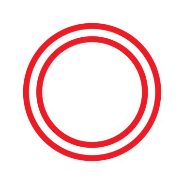 red circle frame icon. isolated on white background, Double red circular frame icon .