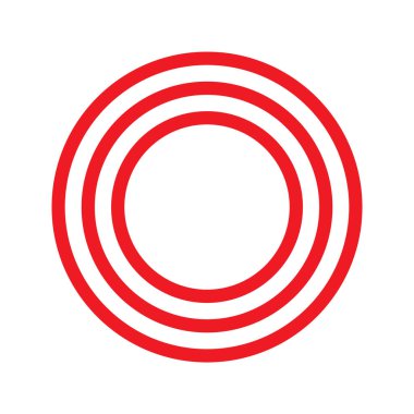 red circle frame icon. isolated on white background, Red circular icon featuring three concentric circles of equal thickness.