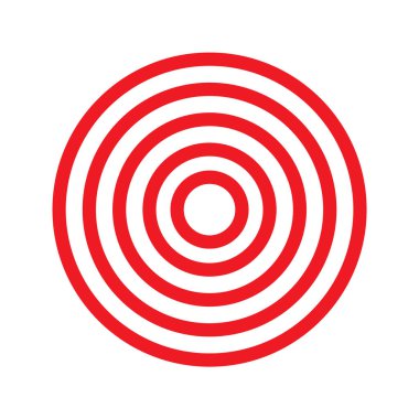 kırmızı daire çerçeve simgesi. Beyaz arkaplanda izole edilmiş, beyaz zemin üzerinde eşmerkezli kırmızı halkaları olan kırmızı daire çerçeve simgesi.