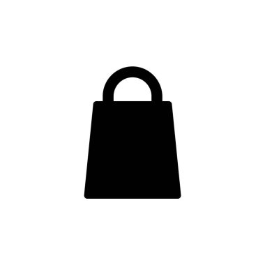 shopping bag icon, Black silhouette of a shopping bag on a white background. 