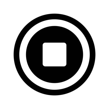 Stop button icon, Black stop button icon design.