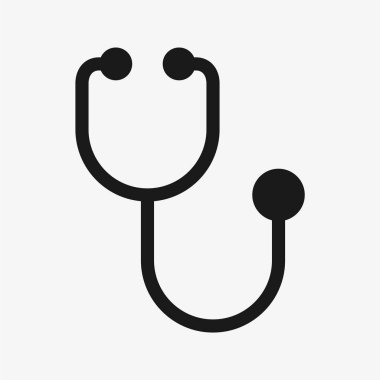 Stetoskop ikonu, sağlık kontrolleri için tıbbi bir cihazın sembolü. Steteskoplar sağlık hizmetleri ve tıp dünyasıyla ilgili tasarımlarda sembol olarak kullanılır..