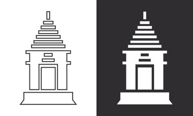 Prambanan tapınak simgesi izole vektör çizimi, solo, jogyakarta düzenlenmesi ve değiştirilmesi kolay.