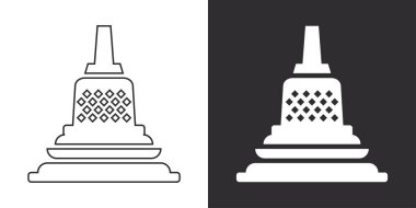 Borobudur tapınağı simgesi izole edilmiş vektör çizimi, Magelang, jawa tengah, düzenlenmesi ve değiştirilmesi kolay.