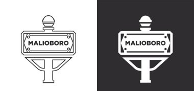 Malioboro Caddesi simgesi izole edilmiş vektör çizimi, düzenlenmesi ve değiştirilmesi kolay.