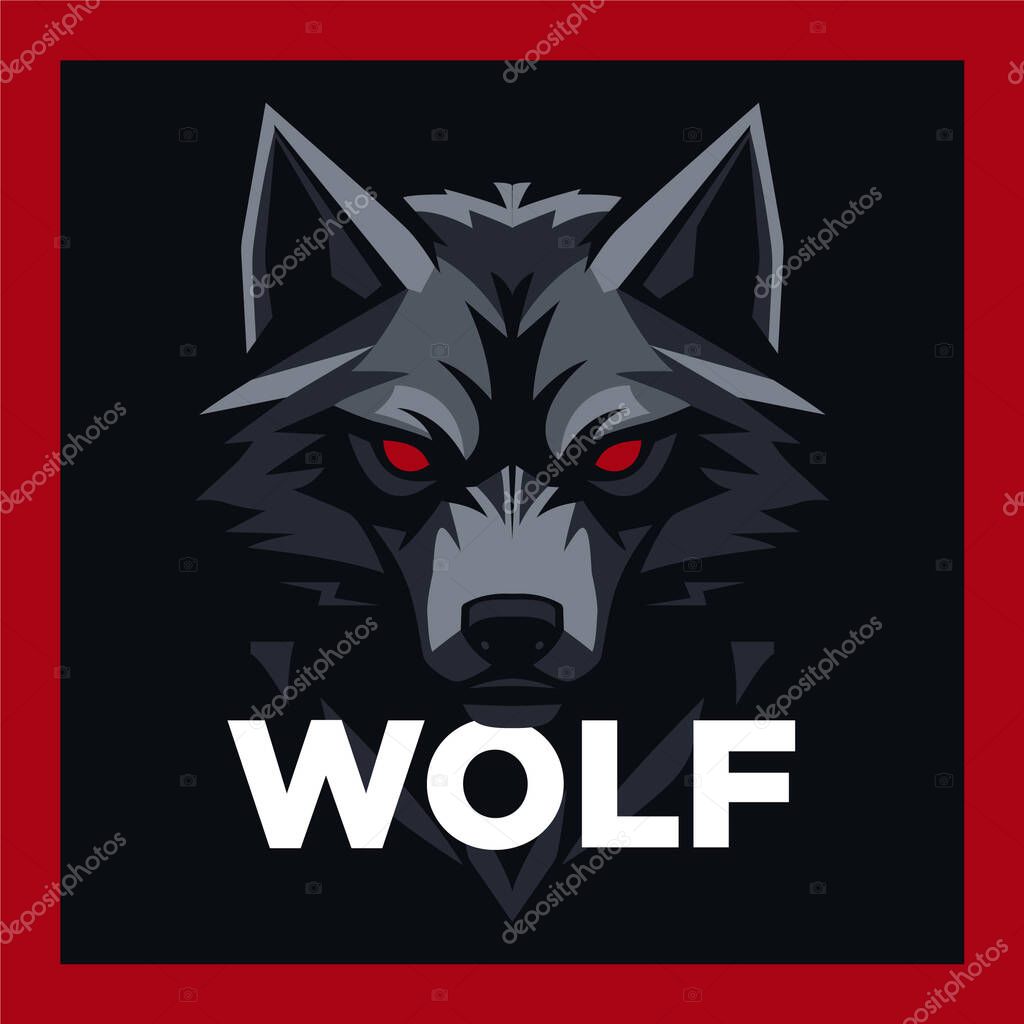 Black and red wolf mascot esport logo design.