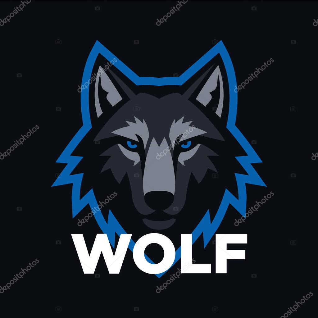 Black and blue wolf mascot esport logo design.